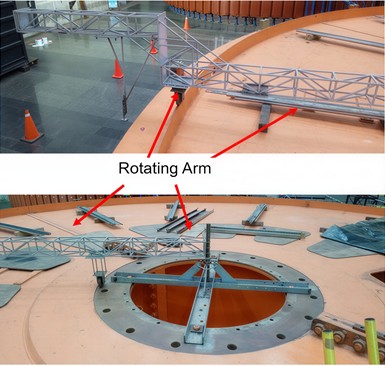 Device for measuring rotor roundness and rotor roundness measurement.  Photographs were taken at the unit under study by P. Hernandez on December 7, 2022