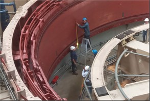 Measurement of stator magnetic center. Photograph was taken at the unit  under study by P. Hernandez on December 12, 2022