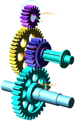 Three-dimensional dynamic model of the gear transmission system of the height adjustment device based by ADAMS