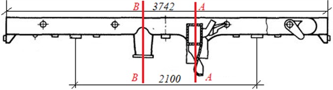The sidewall sections of the bogie frame