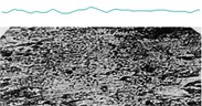 Profilogram and microstructure of the roller–bushing pair consisting of a borotitanized steel roller and a bushing made of hard alloy composite (20GL steel – PG-S27 + 4 % B4C), after laboratory tests (magnification: horizontal – ×100, vertical – ×500), and surface microstructure (×100):a) roller – 35GL steel with borotitanized coating; b) bushing – composite of 20GL steel with hard alloy PG-S27 + 4 % B4C