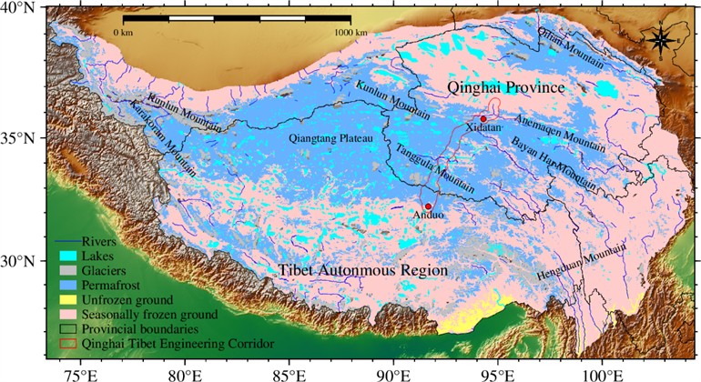Geographic location of the Qinghai-Tibet engineering corridor