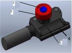 Bolt cam part: 1 – main bolt,  2 – main roller, 3 – axis, 4 – sliding pair