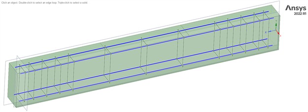 Finite element model of the beam and reinforcement frame in ANSYS