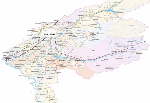 Road network of Tashkent region