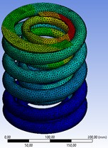 Analysis of the total deformation  of the spring set when a load of 26460 N