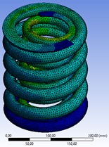 Analysis of equivalent stresses acting on the spring set when a load of 26460 N