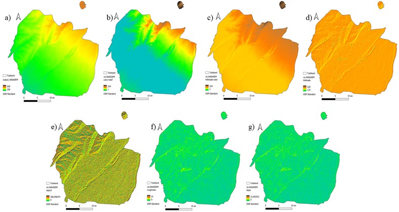 A set of morphometric maps based on the NASADEM digital elevation  model (DEM) for the relief of Tashkent city