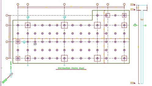 The location of the pile in the building plan under number 13, whose load-bearing capacity has been established. Photo taken by the author at the Tebinbulok site on November 1, 2023