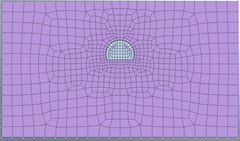 Two-dimensional geometry of the numerical model developed in MIDAS GTS NX