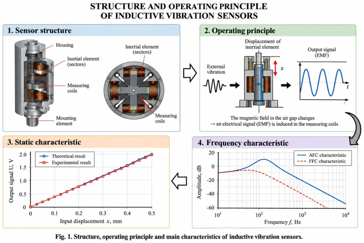 Inductive transducers for measuring vibrations