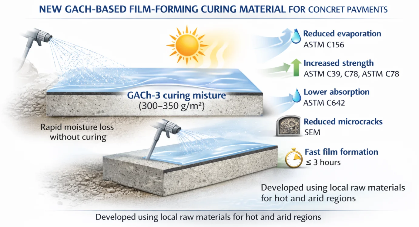 New composition of film-forming materials for maintaining freshly laid cement-concrete road pavements