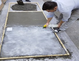 Application of film-forming materials to the surface of freshly laid cement concrete. Photograph taken by Tukhtayev Matchon Bekjonovich in the laboratory and on field test sections  of newly constructed cement concrete pavement, Tashkent, Uzbekistan