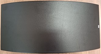 Schematic diagram and photograph of the CFRP curved panel with delamination