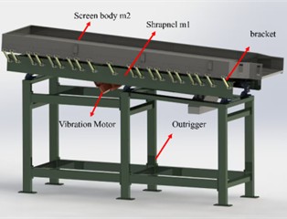 Overall structure diagram of the high-frequency sieve shaker  and the motion model for tobacco leaf falling and throwing