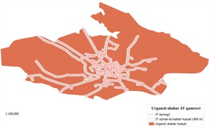 Coverage level of the public transport network in the central cities of the Republic