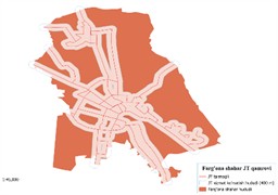 Coverage level of the public transport network in the central cities of the Republic