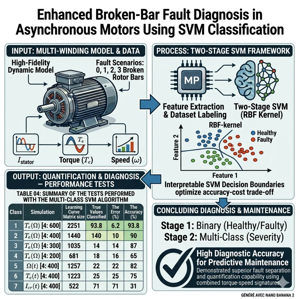 Enhanced broken-bar fault diagnosis in asynchronous motors using SVM classification