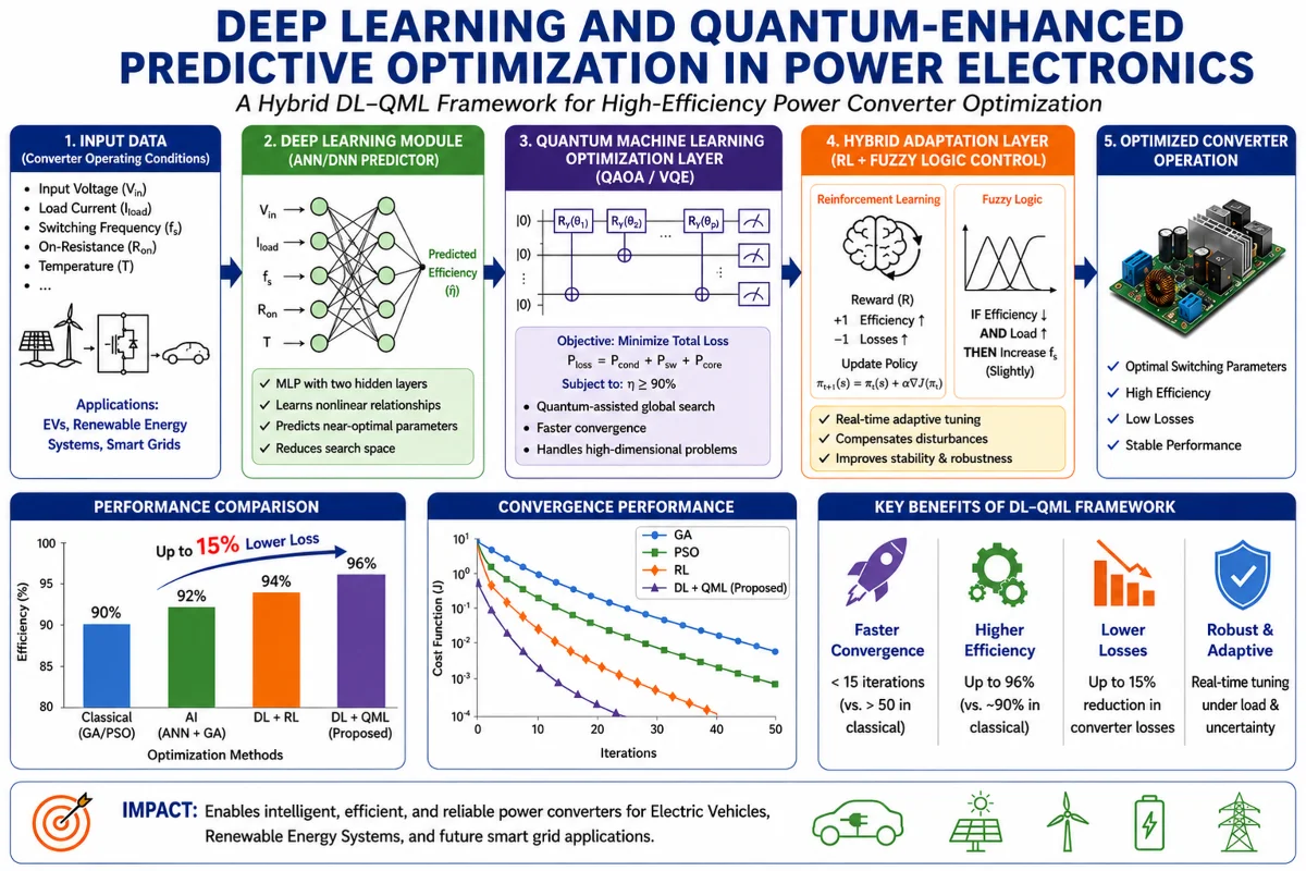 Deep learning and quantum-enhanced predictive optimization in power electronics