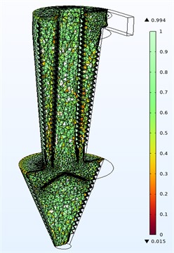 Computational meshes (Normal mesh) for modeling flows in hydrocyclones