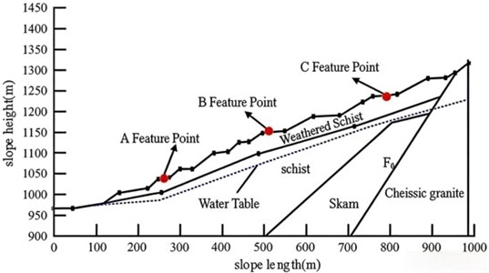 Analysis section and initial groundwater level diagram