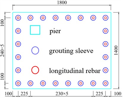 Detailed drawing of grouting sleeve arrangement form (unit: mm)