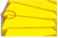 Tooth profile fullness at different feed rate