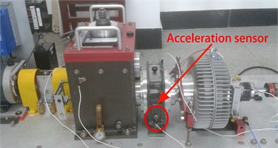 Installation location of acceleration sensor.  Photo by authors in Tiangong University, Tianjin, China, 2024