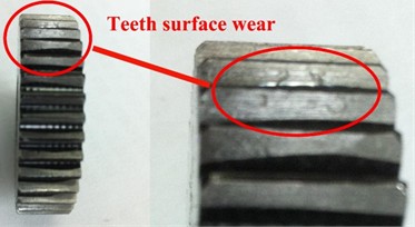 Planetary gear wear. Photo by authors at Tiangong University, Tianjin, China, 2024