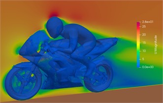 Velocity isolines [m/s] and streamlines in the central plane of geometry