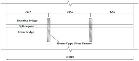 Longitudinal arrangement of beam-type shear frames (unit: cm)