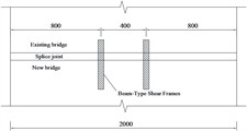 Longitudinal arrangement of beam-type shear frames (unit: cm)