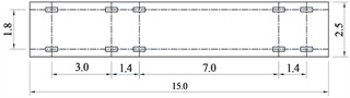 Vehicle load model for a 55 t heavy truck (load unit: kN; dimension unit: m)