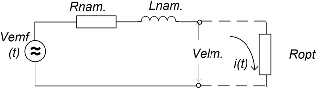 The equivalent circuit of the electromagnetic transducer