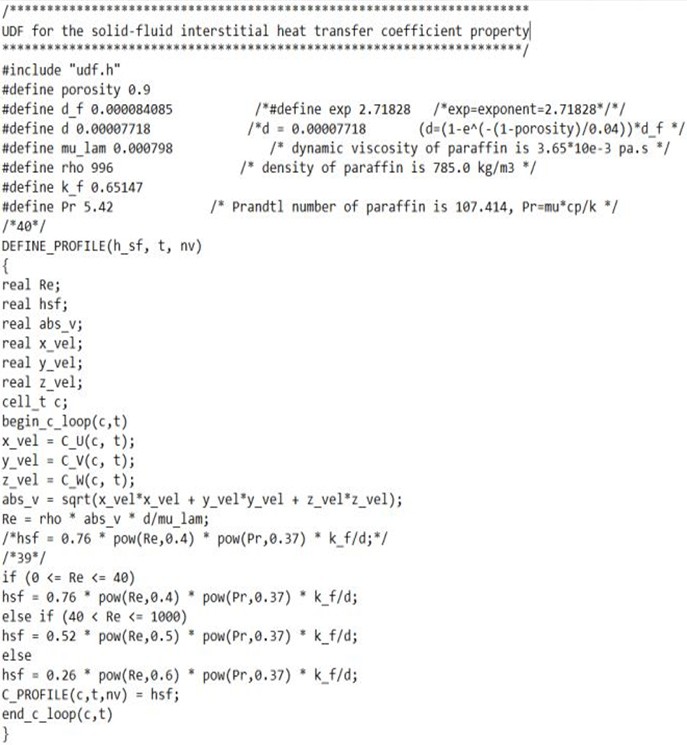 Implementation of the UDF for interfacial heat transfer coefficient
