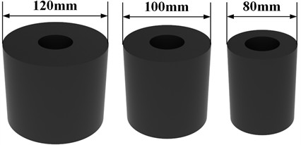Rubber springs selected for different amplitudes (3 mm; 4 mm; 5 mm)