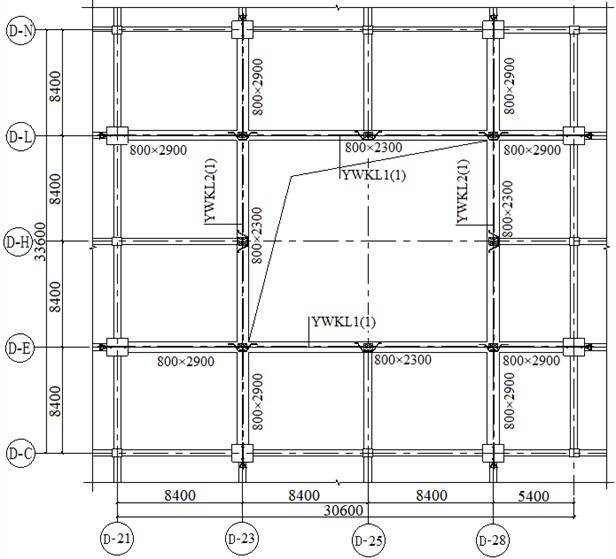 Layout plan of prestressed beam with elevation of 1.900