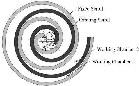 Asymmetric variable diameter base circle involute scroll