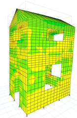 Shapes of vibrations of the building model under the influence of seismic force