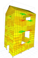 Shapes of vibrations of the building model under the influence of seismic force
