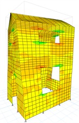 Shapes of vibrations of the building model under the influence of seismic force