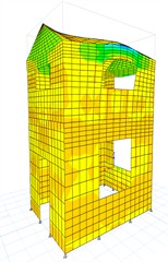 Shapes of vibrations of the building model under the influence of seismic force