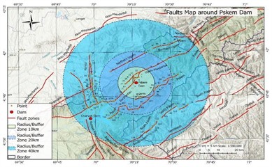 Regional tectonic framework illustrating major faults in the Pskem Dam region (1:500,000)