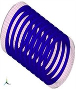 Option No. 2. Three-dimensional finite element approximation of the Tunnel No. 3 – enclosing rock mass system in the Ionakhsh Fault zone: 1 – sandstone; 2 – crushing zone; 3 – friction clay;  4 – argillites; 5 – standard tunnel lining; 6 – thickened lining with grooved joints
