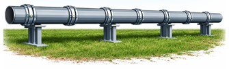 Schematic view of the underground and aboveground segment piping system
