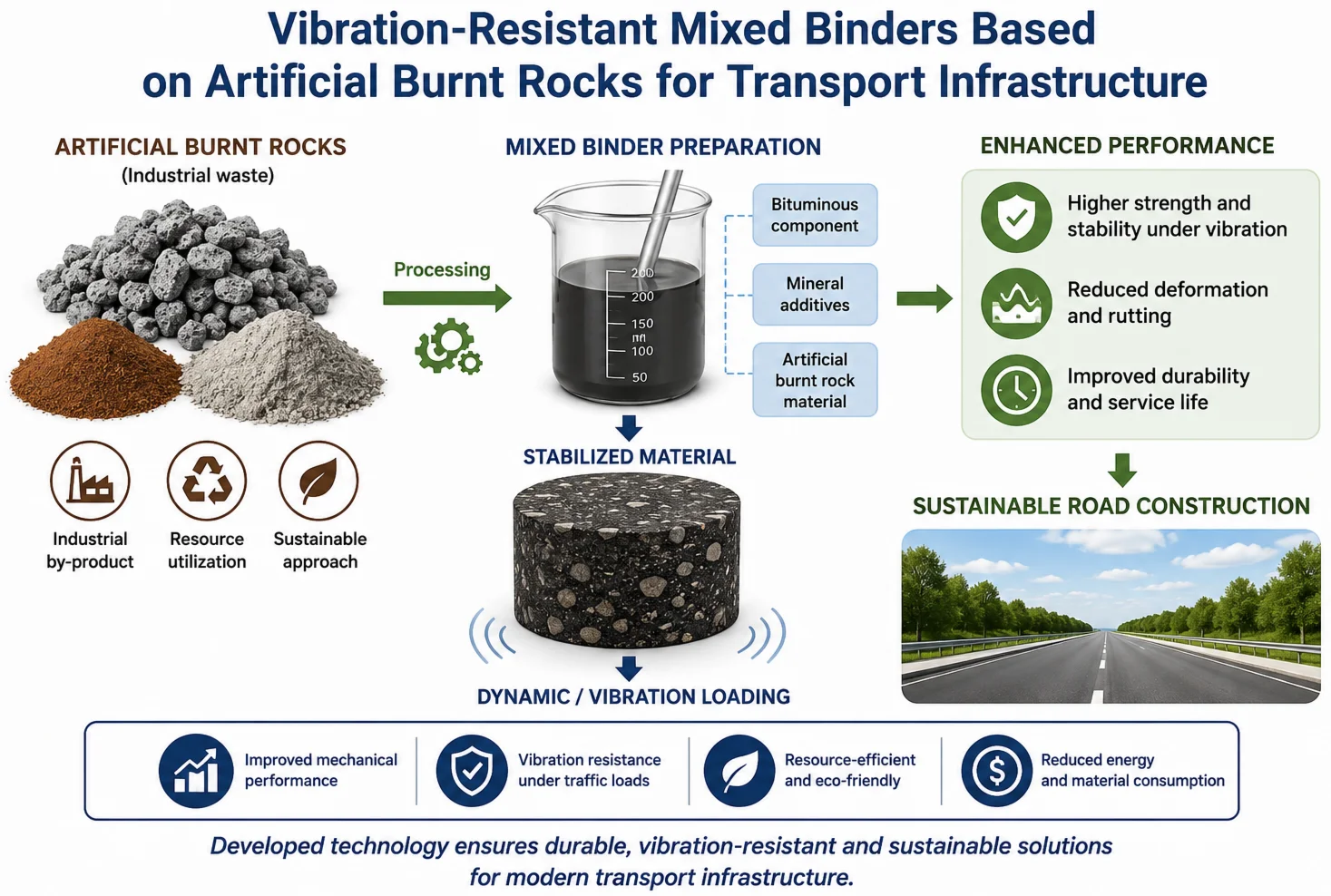 Vibro-mechanical energy modeling of limestone screenings grinding for transport materials