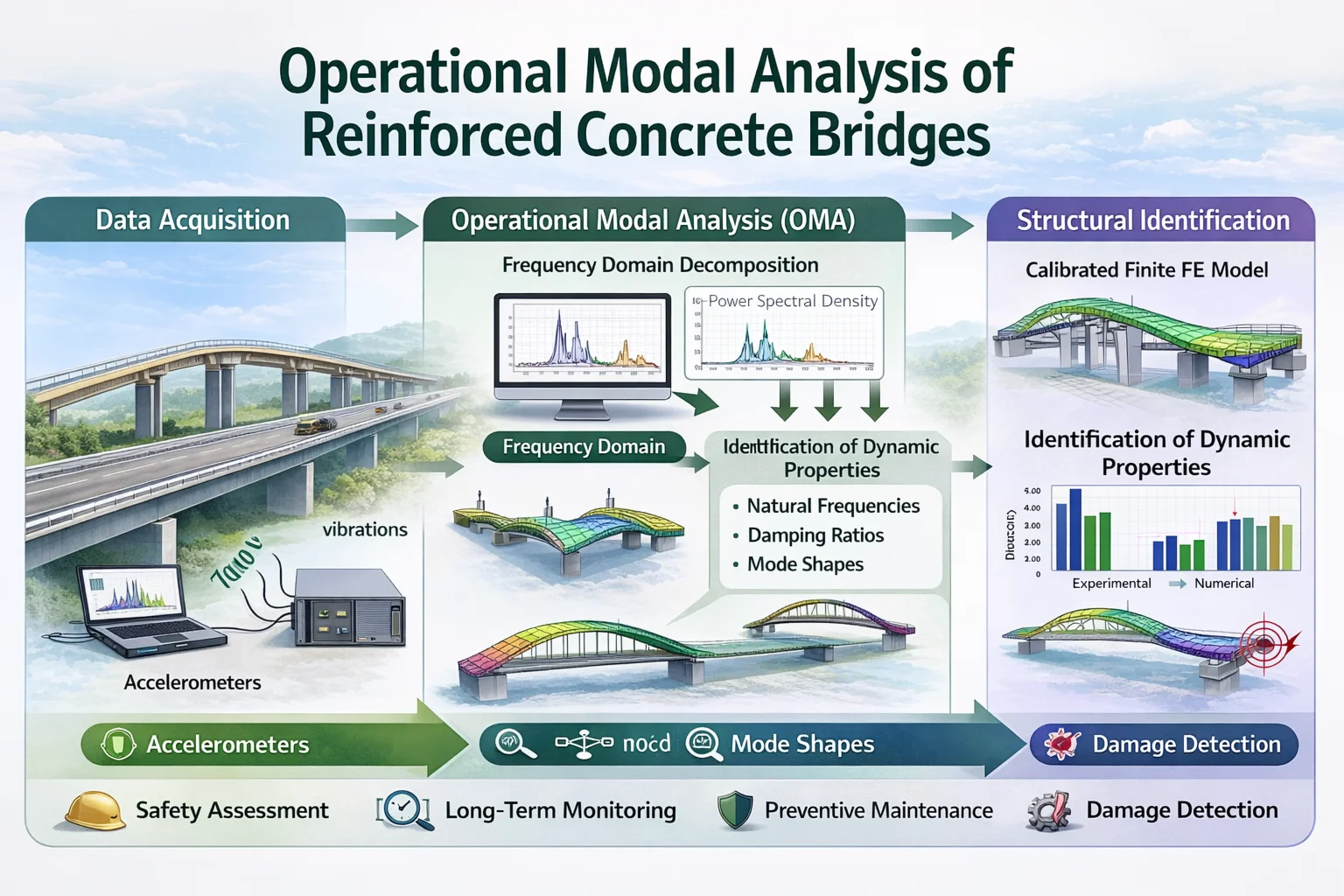 Operational modal analysis for structural identification of reinforced concrete bridges: two case studies