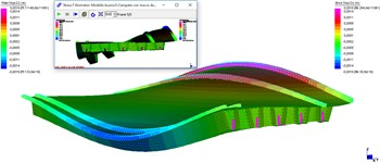 First three bridge eigenmodes obtained with the FE model: a) first, b) second, c) third