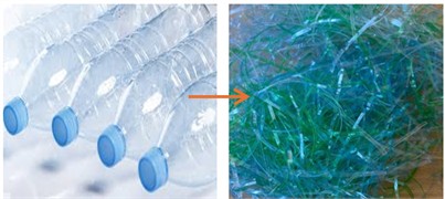 Appearance of fibers used in experiments; a) polypropylene fibers; b) fibers made from polyethylene terephthalate-based waste. Photo by Rakhmatov S, laboratory in Tashkent city, 2025