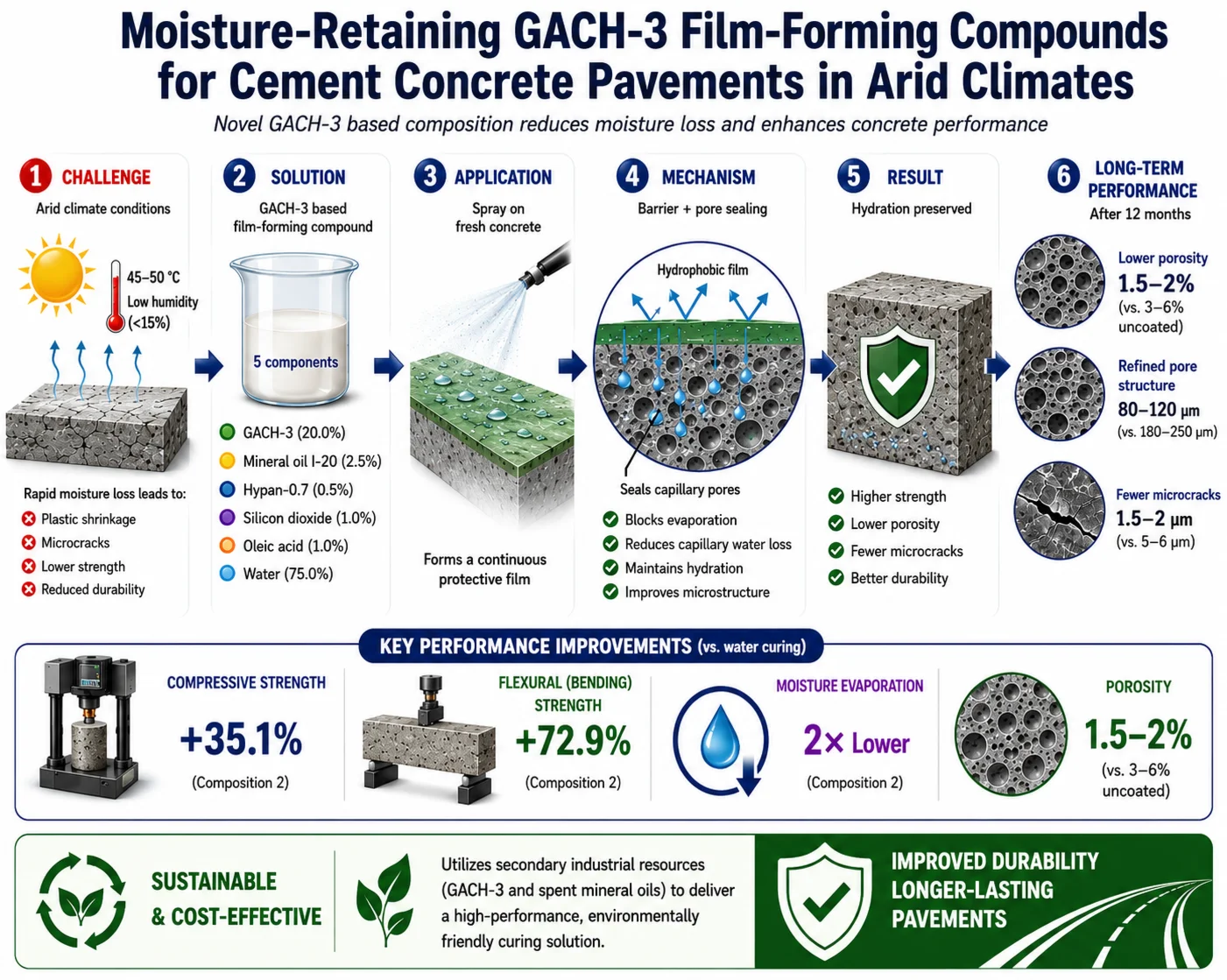 Moisture-retaining film-forming compounds for cement concrete pavements in arid climates